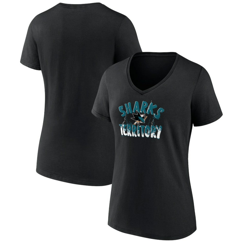 San Jose Sharks Women's Active Edge V-Neck T-Shirt - Black - NHL 5060114