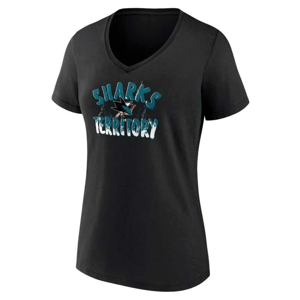 San Jose Sharks Women's Active Edge V-Neck T-Shirt - Black - NHL 5060114