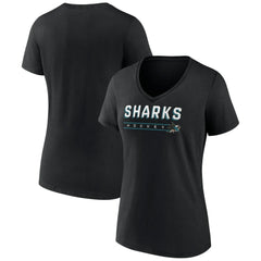 San Jose Sharks Women's Primary Play V-Neck T-Shirt - Black - NHL 5060115