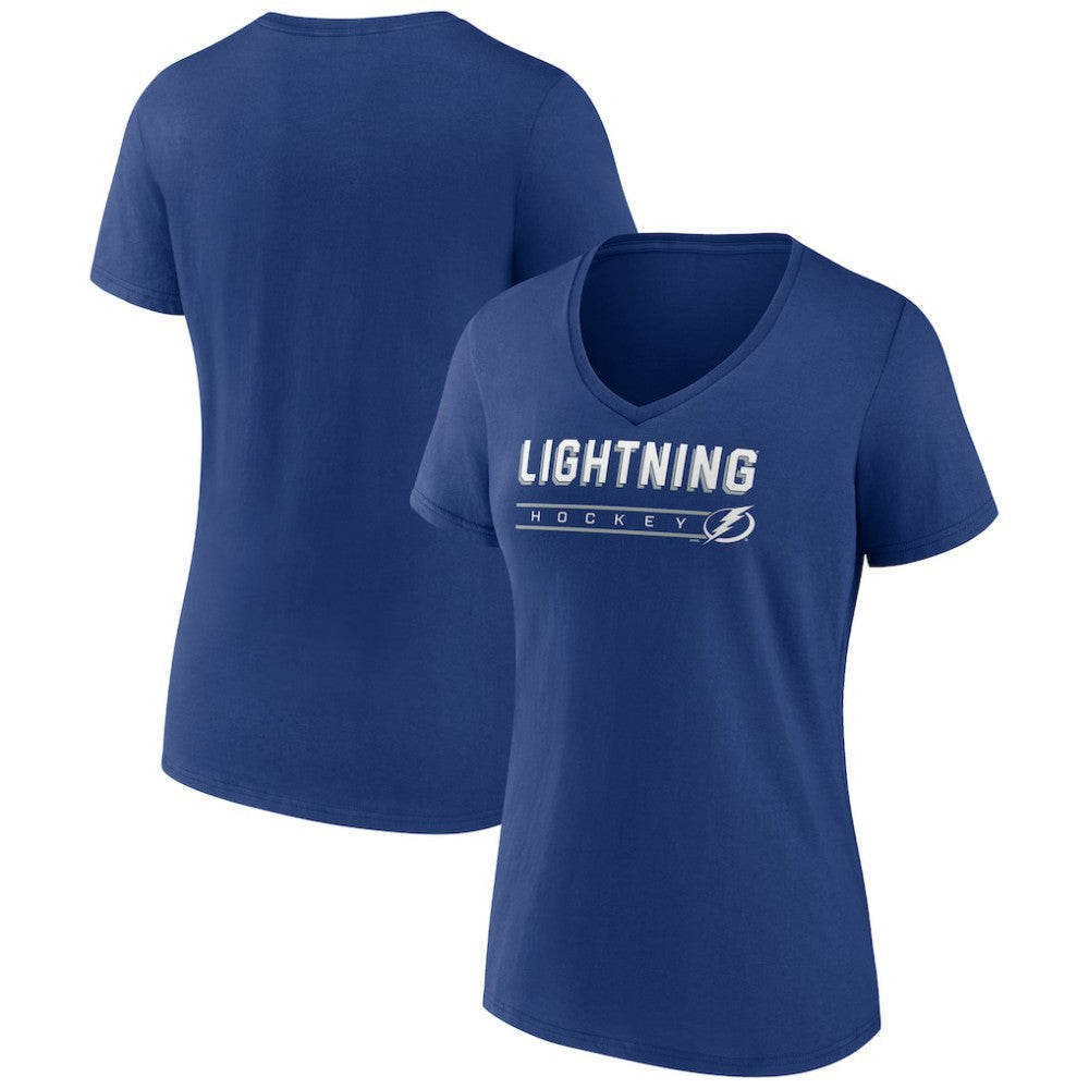 Tampa Bay Lightning Women's Primary Play V-Neck T-Shirt - Blue - NHL 5060121