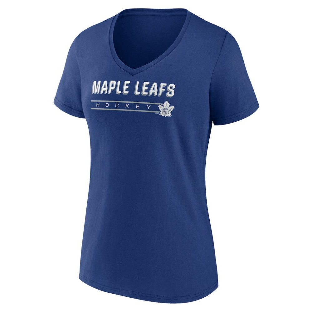 Toronto Maple Leafs Women's Primary Play V-Neck T-Shirt - Blue - NHL 5060123