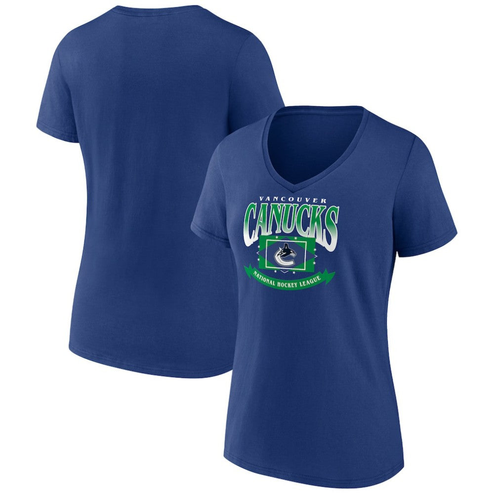 Vancouver Canucks Women's Slapshot V-Neck T-Shirt - Blue - NHL 5060125
