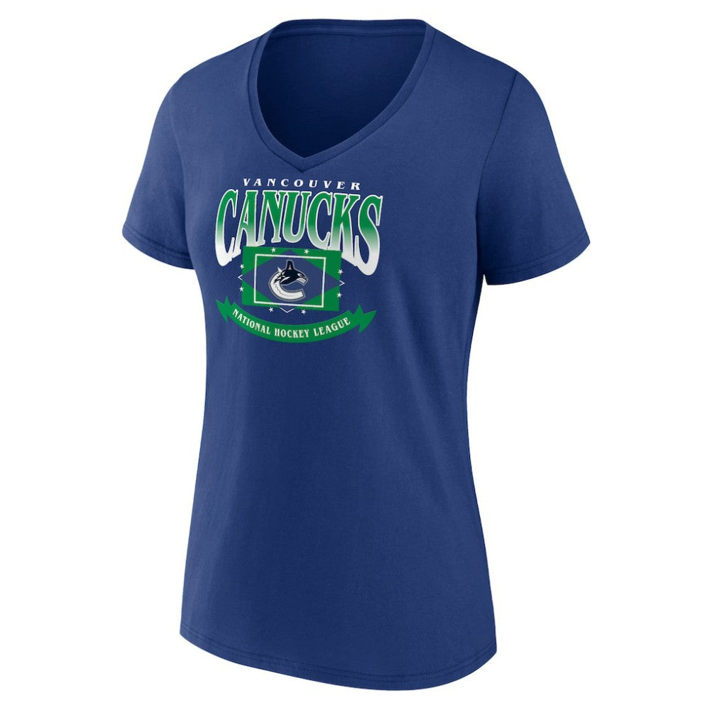 Vancouver Canucks Women's Slapshot V-Neck T-Shirt - Blue - NHL 5060125