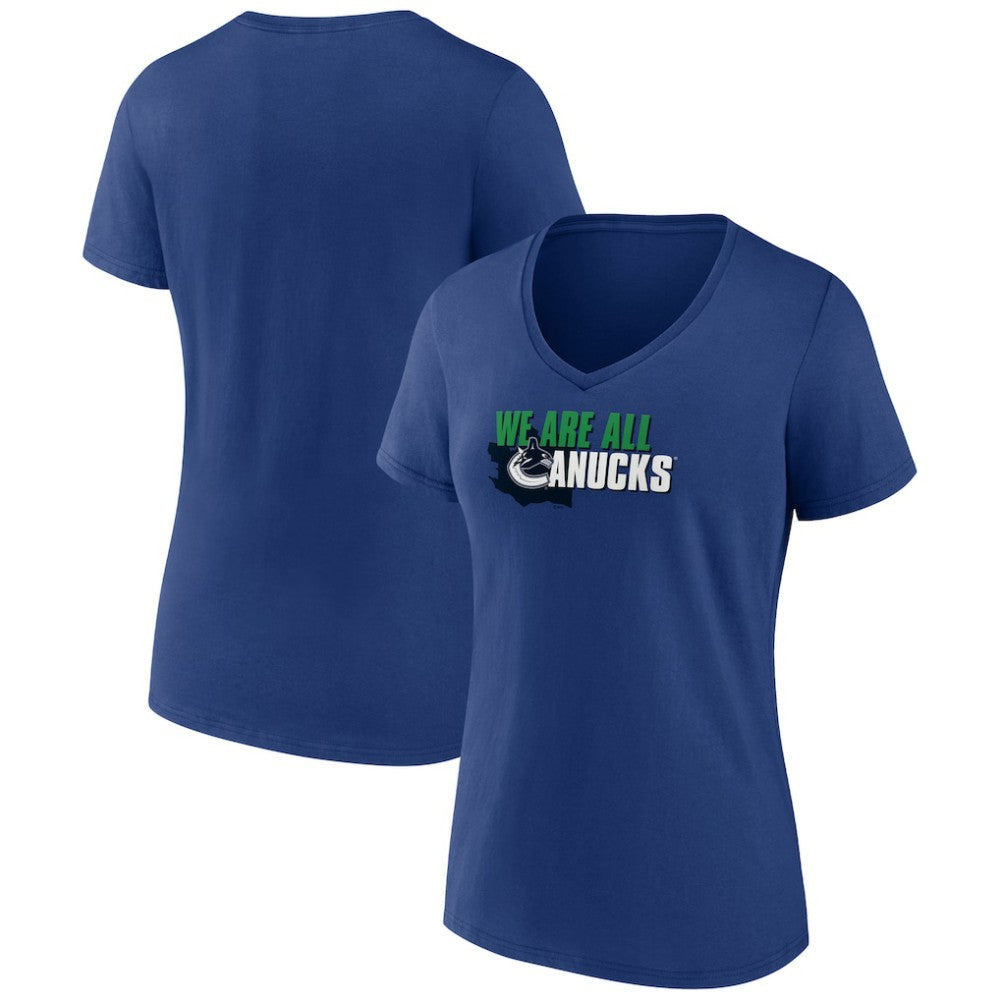 Vancouver Canucks Women's Active Edge V-Neck T-Shirt - Blue - NHL 5060126