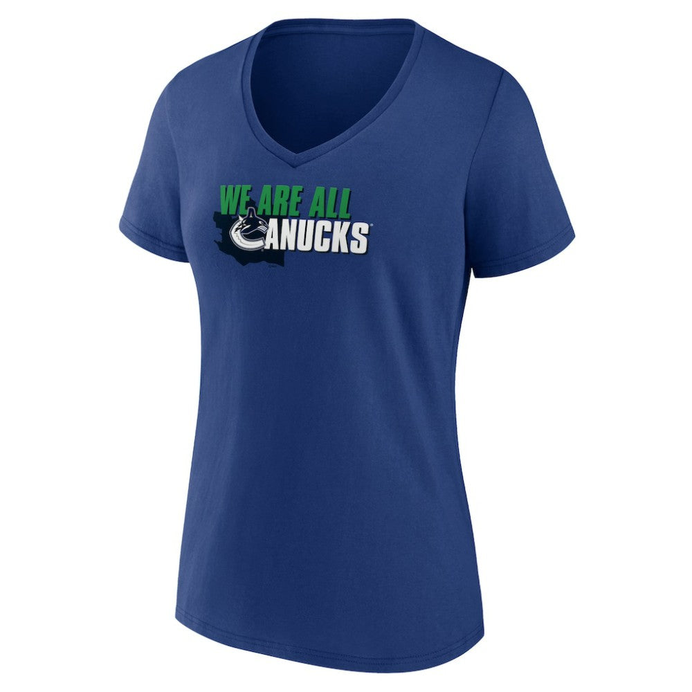 Vancouver Canucks Women's Active Edge V-Neck T-Shirt - Blue - NHL 5060126