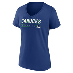 Vancouver Canucks Women's Primary Play V-Neck T-Shirt - Blue - NHL 5060127