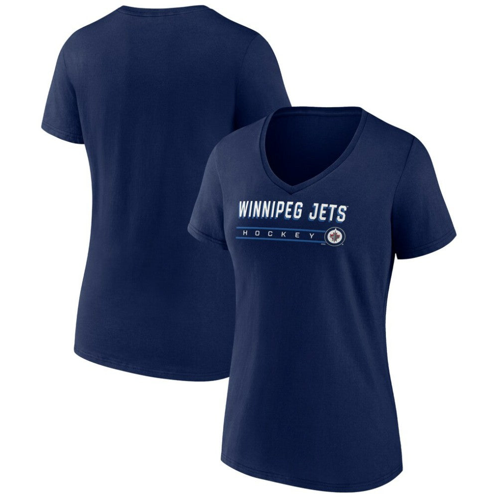 Winnipeg Jets Women's Primary Play V-Neck T-Shirt - Navy - NHL 5060133