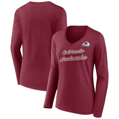 Colorado Avalanche Women's Forge Long Sleeve V-Neck T-Shirt - Burgundy - NHL 5060142