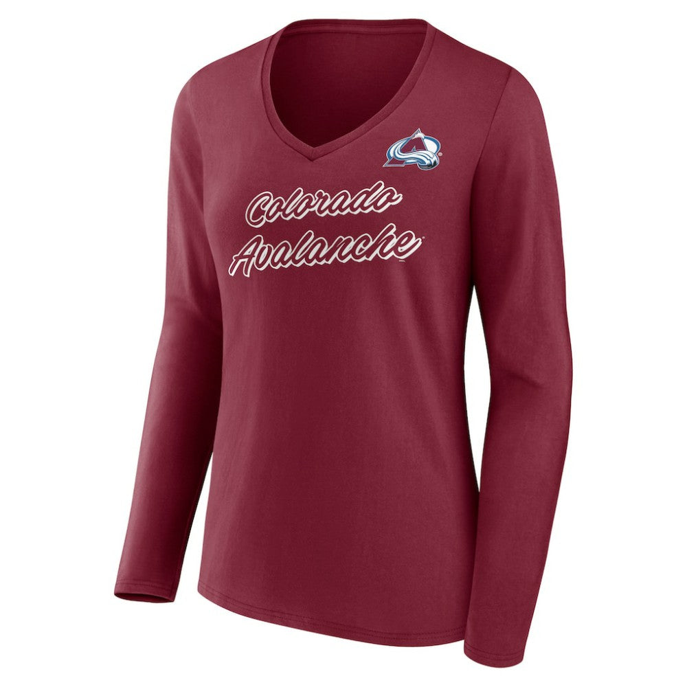 Colorado Avalanche Women's Forge Long Sleeve V-Neck T-Shirt - Burgundy - NHL 5060142