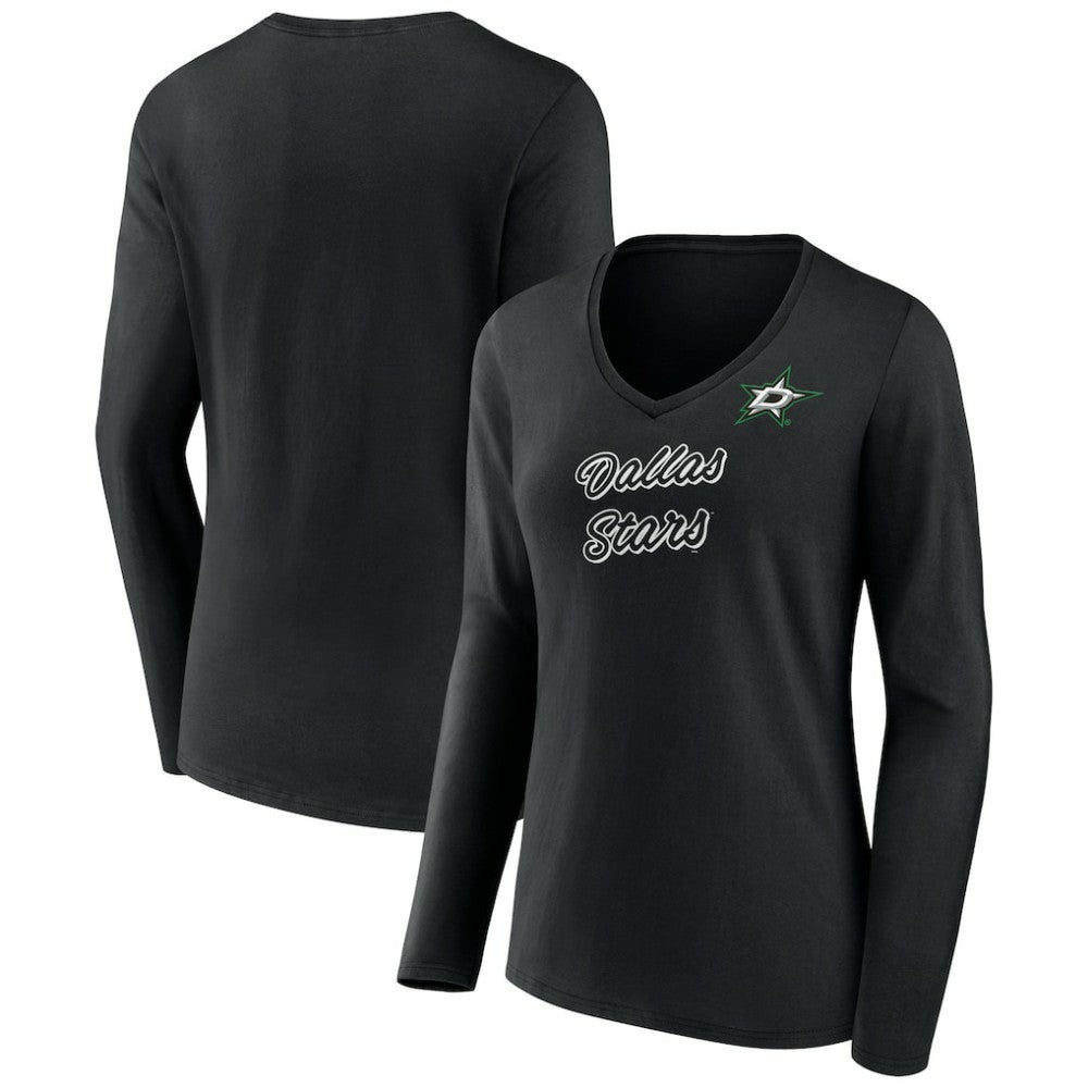 Dallas Stars Women's Forge Long Sleeve V-Neck T-Shirt - Black - NHL 5060144