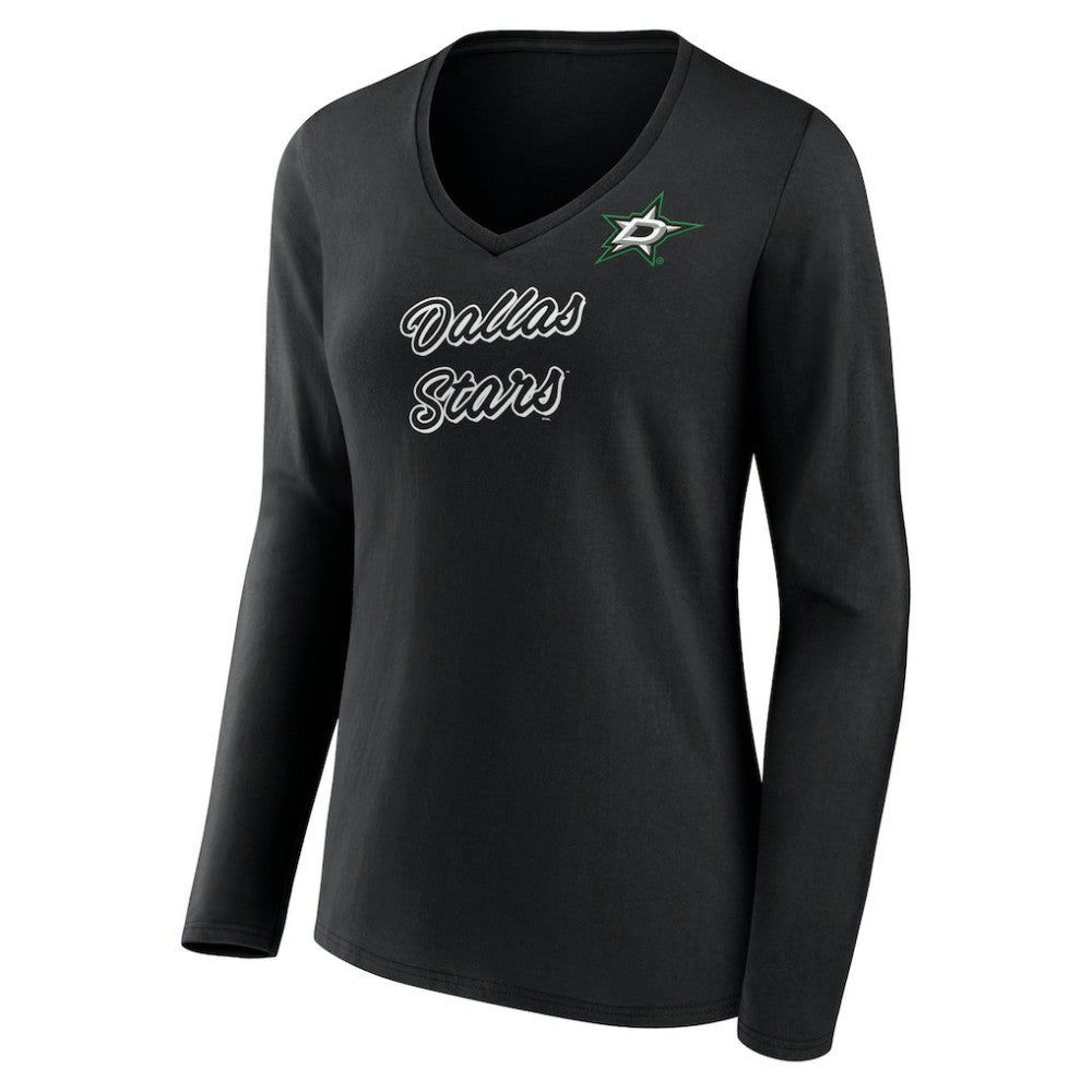 Dallas Stars Women's Forge Long Sleeve V-Neck T-Shirt - Black - NHL 5060144