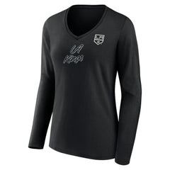 Los Angeles Kings Women's Forge Long Sleeve V-Neck T-Shirt - Black - NHL 5060147