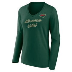 Minnesota Wild Women's Forge Long Sleeve V-Neck T-Shirt - Green - NHL 5060148