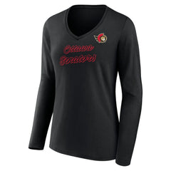 Ottawa Senators Women's Forge Long Sleeve V-Neck T-Shirt - Black - NHL 5060154