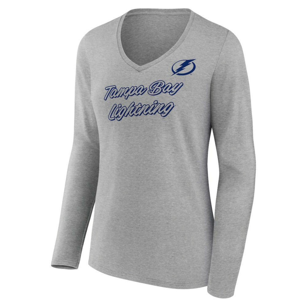 Tampa Bay Lightning Women's Forge Long Sleeve V-Neck T-Shirt - Heathered Gray - NHL 5060159