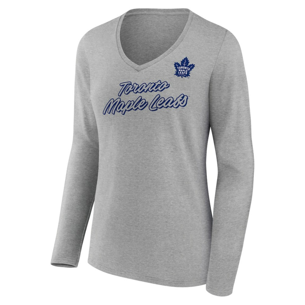 Toronto Maple Leafs Women's Forge Long Sleeve V-Neck T-Shirt - Heathered Gray - NHL 5060160