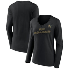 Vegas Golden Knights Women's Forge Long Sleeve V-Neck T-Shirt - Black - NHL 5060162