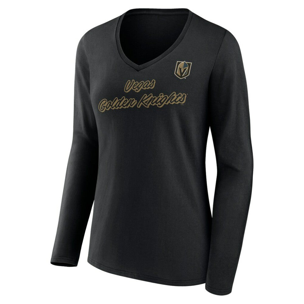 Vegas Golden Knights Women's Forge Long Sleeve V-Neck T-Shirt - Black - NHL 5060162