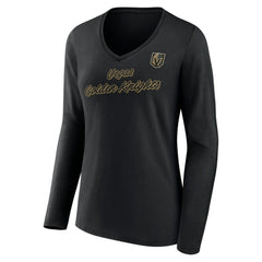 Vegas Golden Knights Women's Forge Long Sleeve V-Neck T-Shirt - Black - NHL 5060162