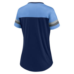 Fanatics Tennessee Titans Women's Blitz & Glam Lace-Up V-Neck Jersey T-Shirt Navy/Light Blue