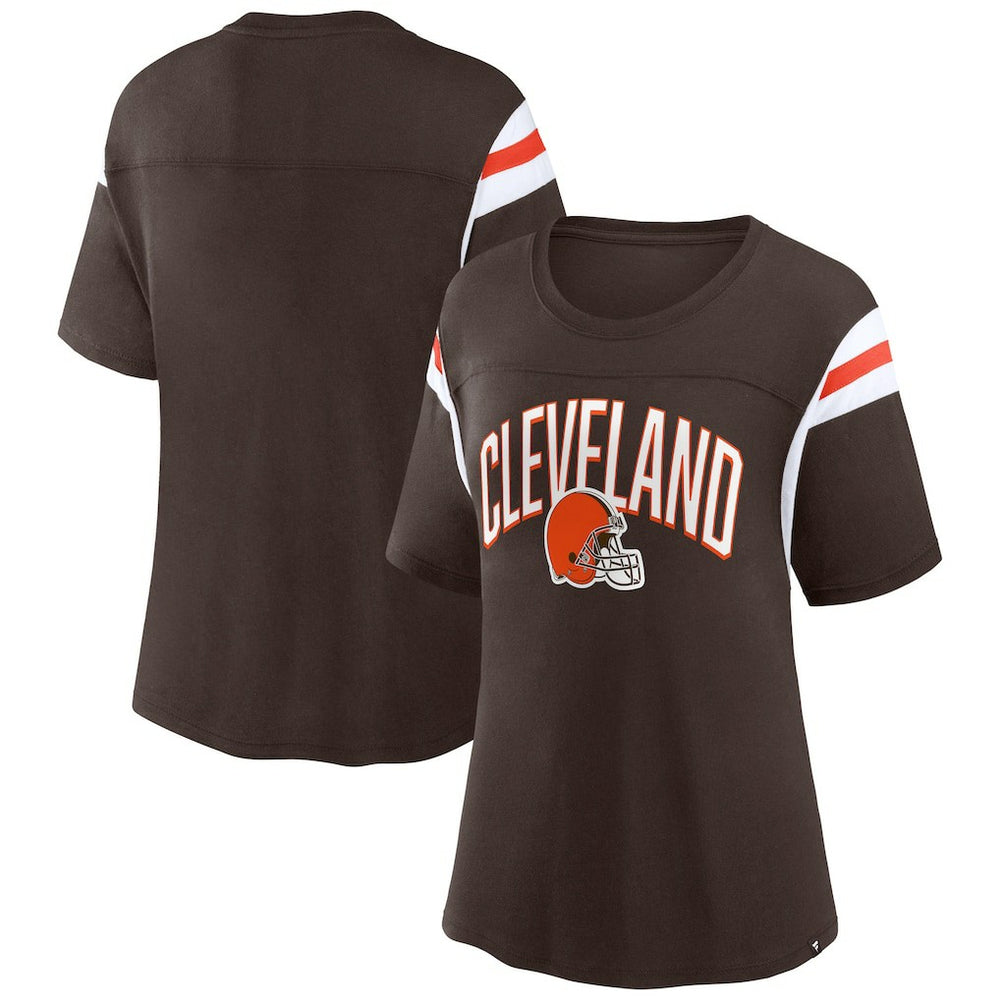 Fanatics Cleveland Browns Women's Earned Stripes T-Shirt Brown