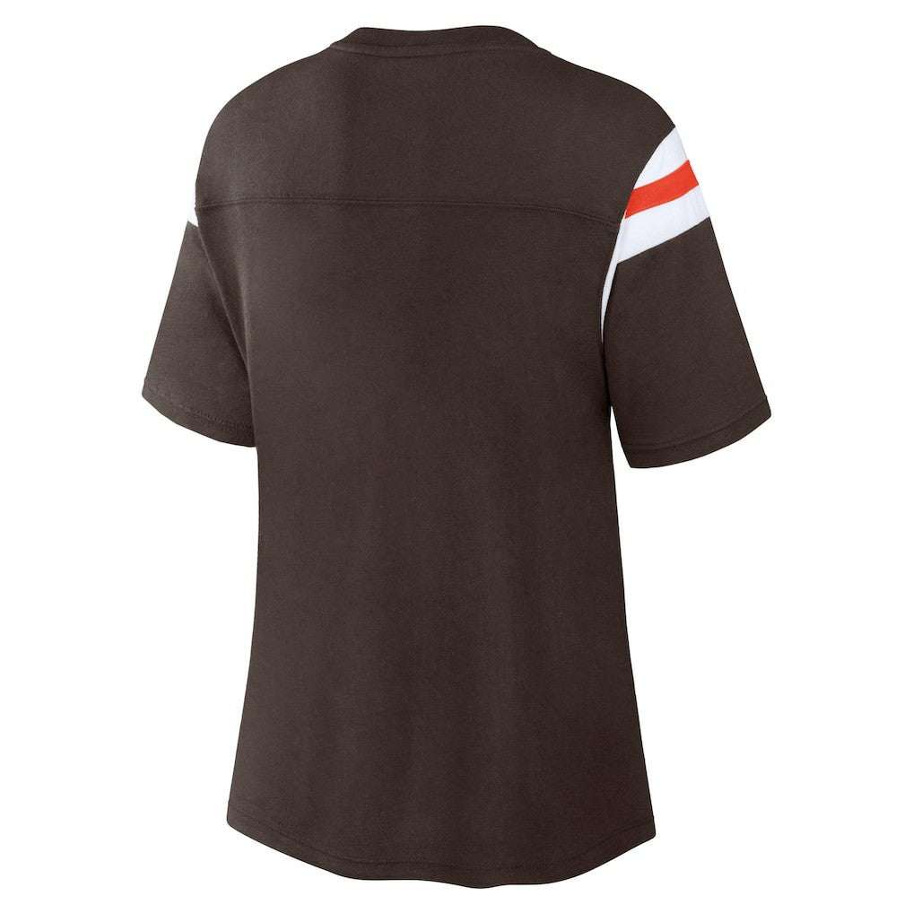 Fanatics Cleveland Browns Women's Earned Stripes T-Shirt Brown
