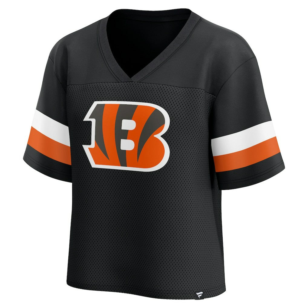 Fanatics Cincinnati Bengals Women's Established Jersey Cropped V-Neck T-Shirt Black