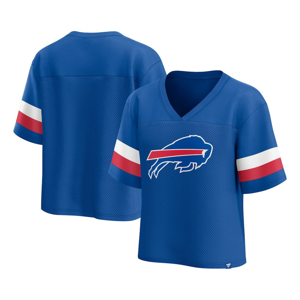 Fanatics Buffalo Bills Women's Established Jersey Cropped V-Neck T-Shirt Royal
