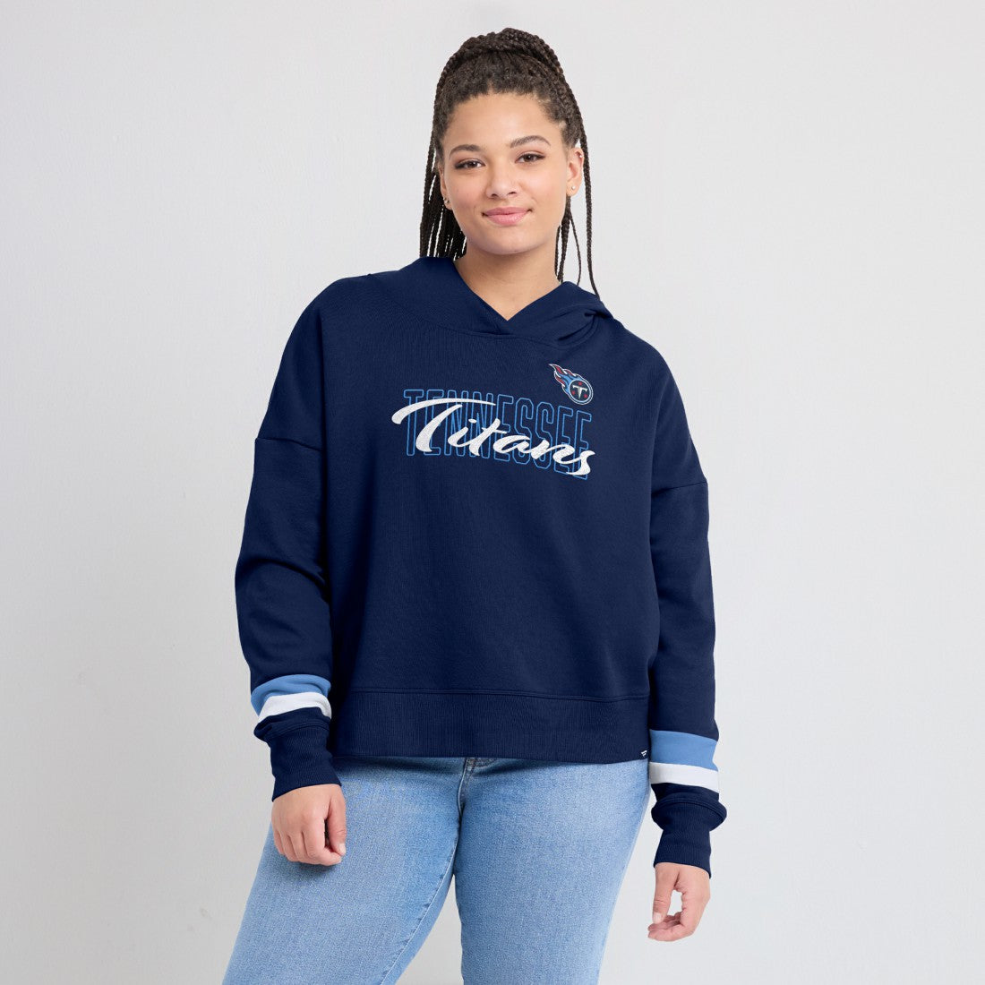 Fanatics Tennessee Titans Women's Over Under Pullover Hoodie Navy