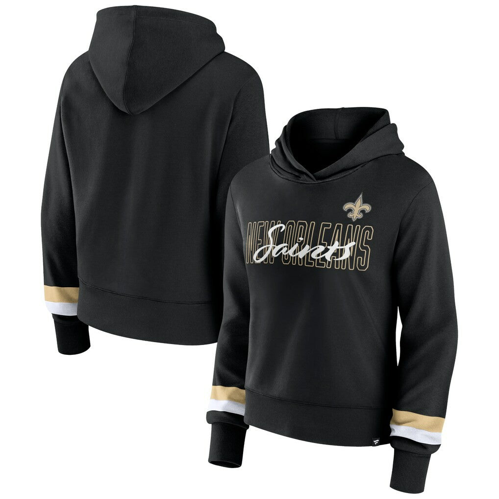 Fanatics New Orleans Saints Women's Over Under Pullover Hoodie Black