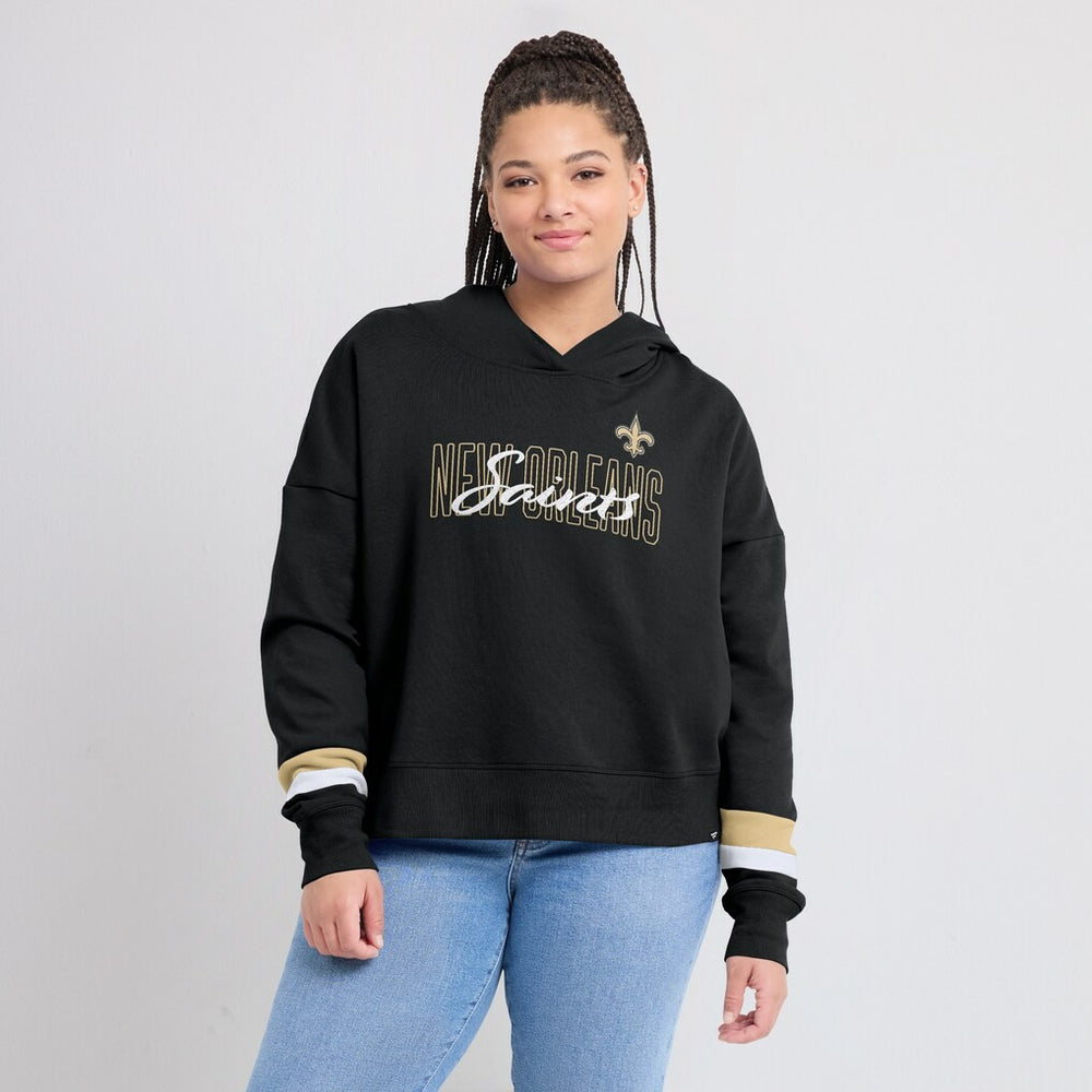 Fanatics New Orleans Saints Women's Over Under Pullover Hoodie Black