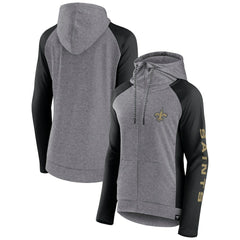 Fanatics New Orleans Saints Women's Blind Side Lightweight Full-Zip Hoodie Heather Gray/College Black