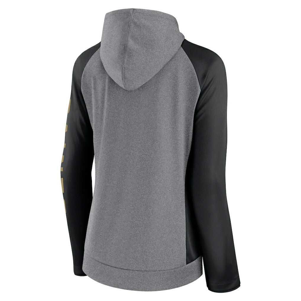 Fanatics New Orleans Saints Women's Blind Side Lightweight Full-Zip Hoodie Heather Gray/College Black