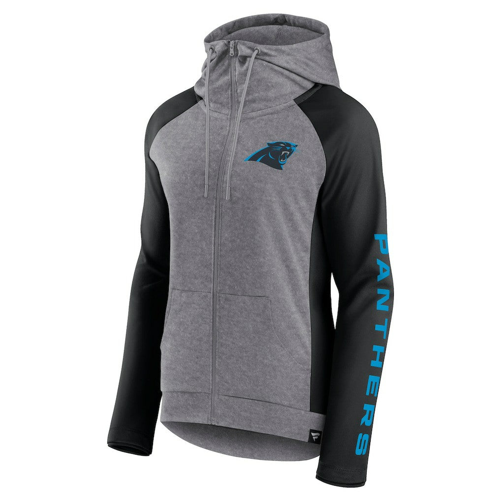 Fanatics Carolina Panthers Women's Blind Side Lightweight Full-Zip Hoodie Heather Gray/College Black