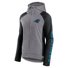 Fanatics Carolina Panthers Women's Blind Side Lightweight Full-Zip Hoodie Heather Gray/College Black