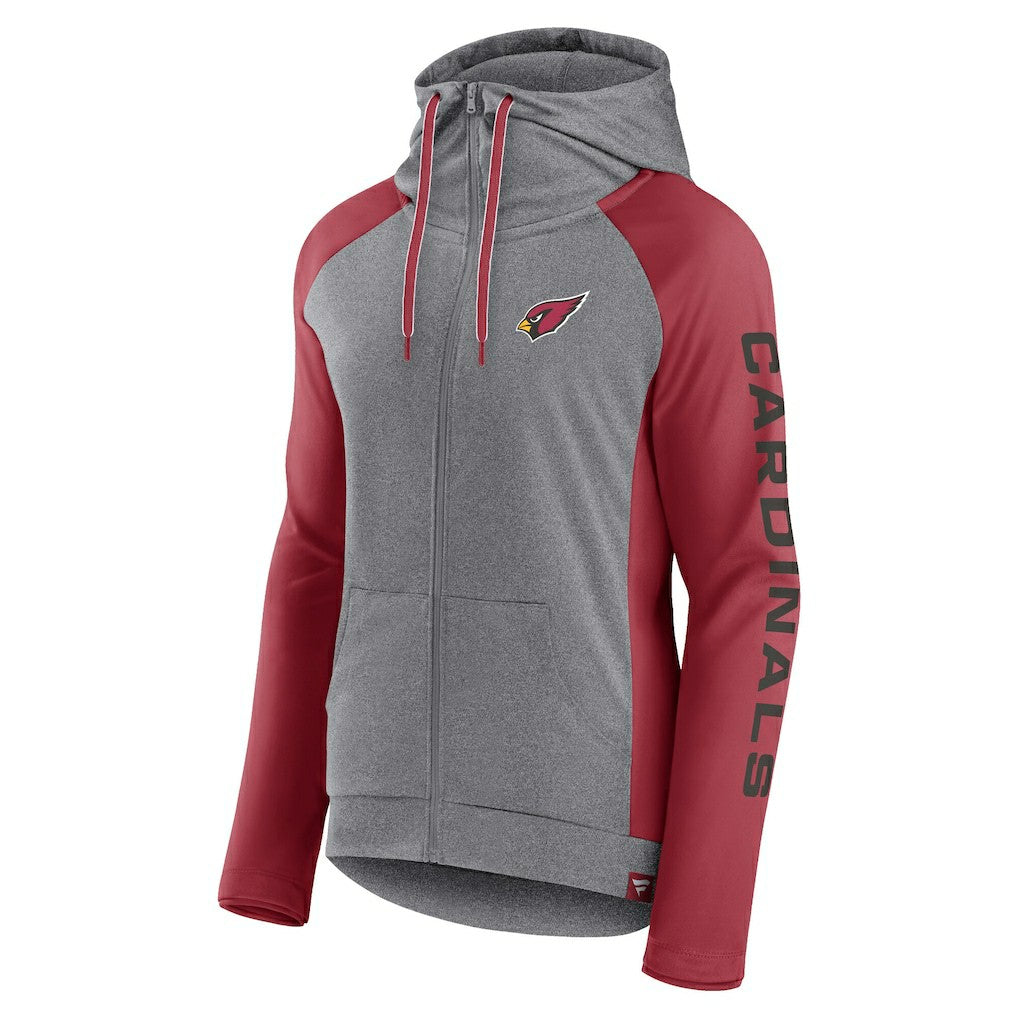 Fanatics Arizona Cardinals Women's Blind Side Lightweight Full-Zip Hoodie Heather Gray/College Cardinal
