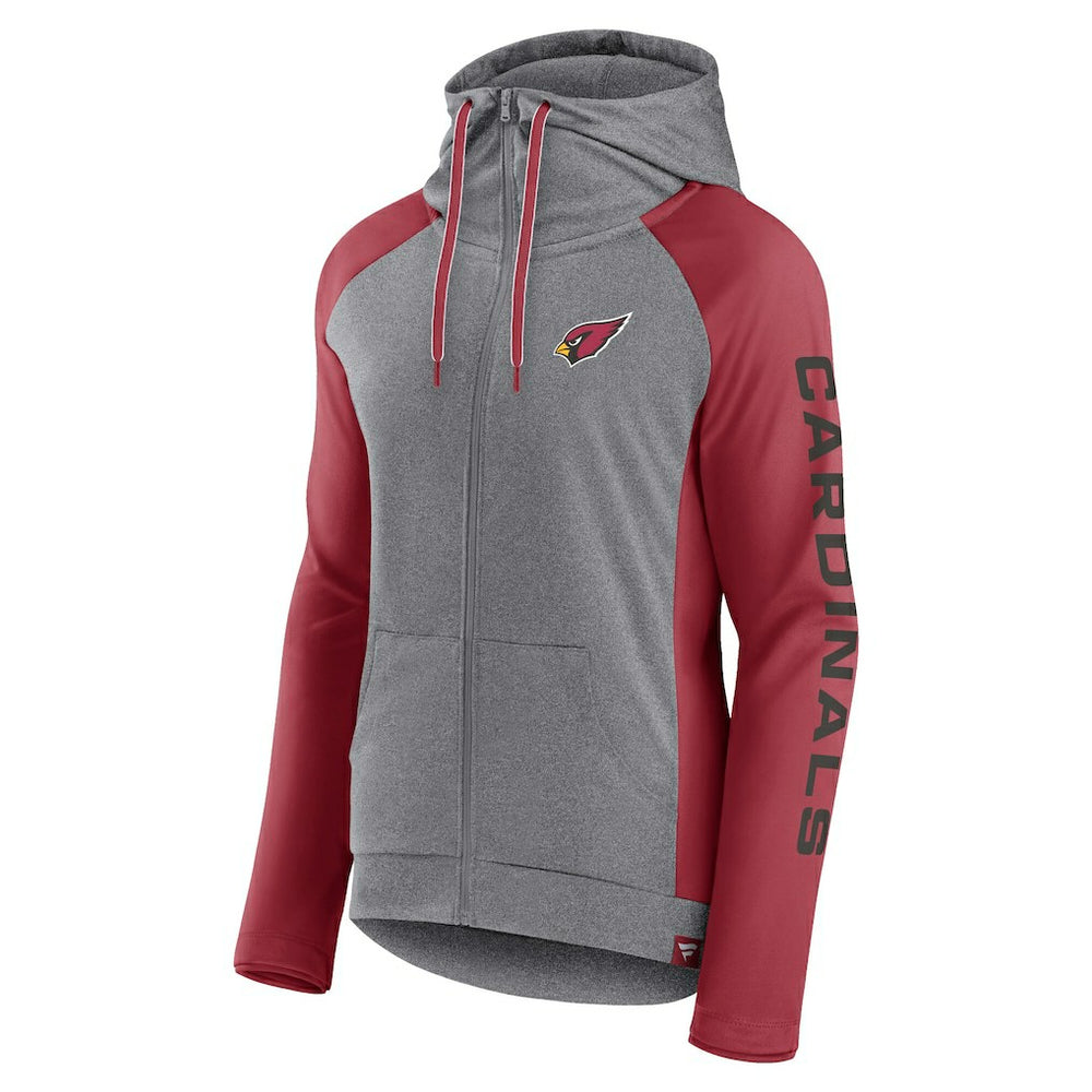 Fanatics Arizona Cardinals Women's Blind Side Lightweight Full-Zip Hoodie Heather Gray/College Cardinal