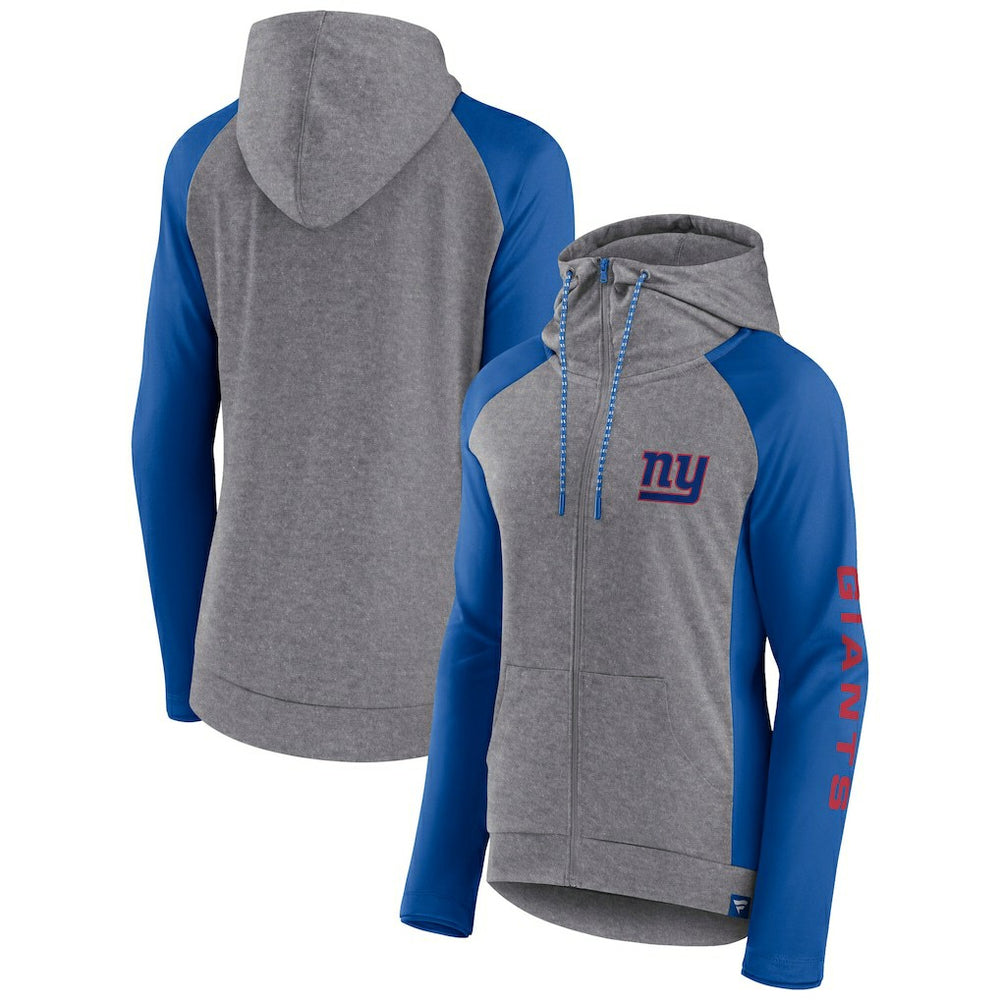 Fanatics New York Giants Women's Blind Side Lightweight Full-Zip Hoodie Heather Gray/College Royal