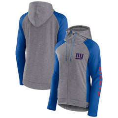 Fanatics New York Giants Women's Blind Side Lightweight Full-Zip Hoodie Heather Gray/College Royal