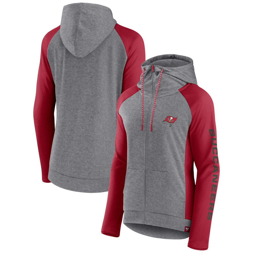 Fanatics Tampa Bay Buccaneers Women's Blind Side Lightweight Full-Zip Hoodie Heather Gray/College Red