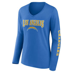Fanatics Los Angeles Chargers Women's Wordmark Long Sleeve V-Neck T-Shirt Powder Blue