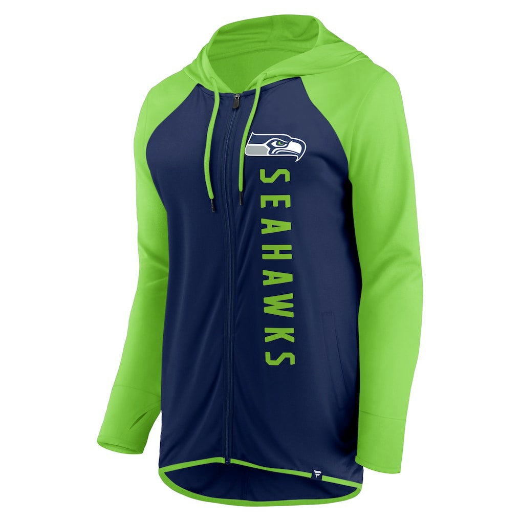 Fanatics Seattle Seahawks Women's Forever Fan Full-Zip Hoodie College Navy/Neon Green