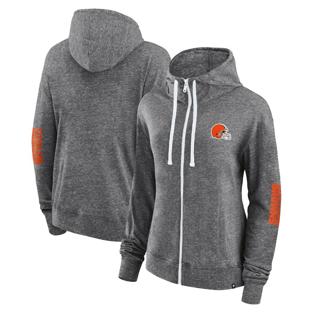 Fanatics Cleveland Browns Women's Opening Coin Flip Lightweight Full-Zip Hoodie Heather Charcoal