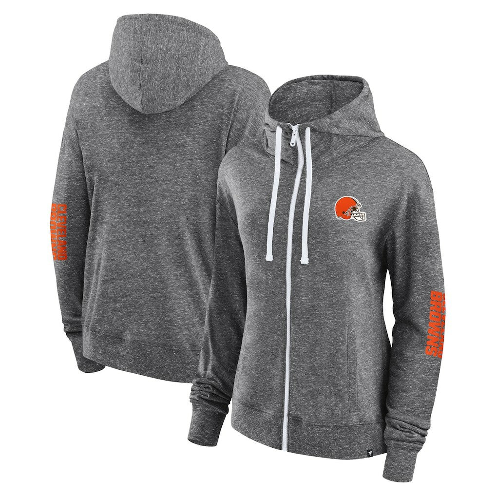 Fanatics Cleveland Browns Women's Opening Coin Flip Lightweight Full-Zip Hoodie Heather Charcoal