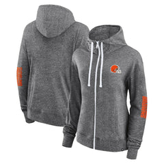 Fanatics Cleveland Browns Women's Opening Coin Flip Lightweight Full-Zip Hoodie Heather Charcoal