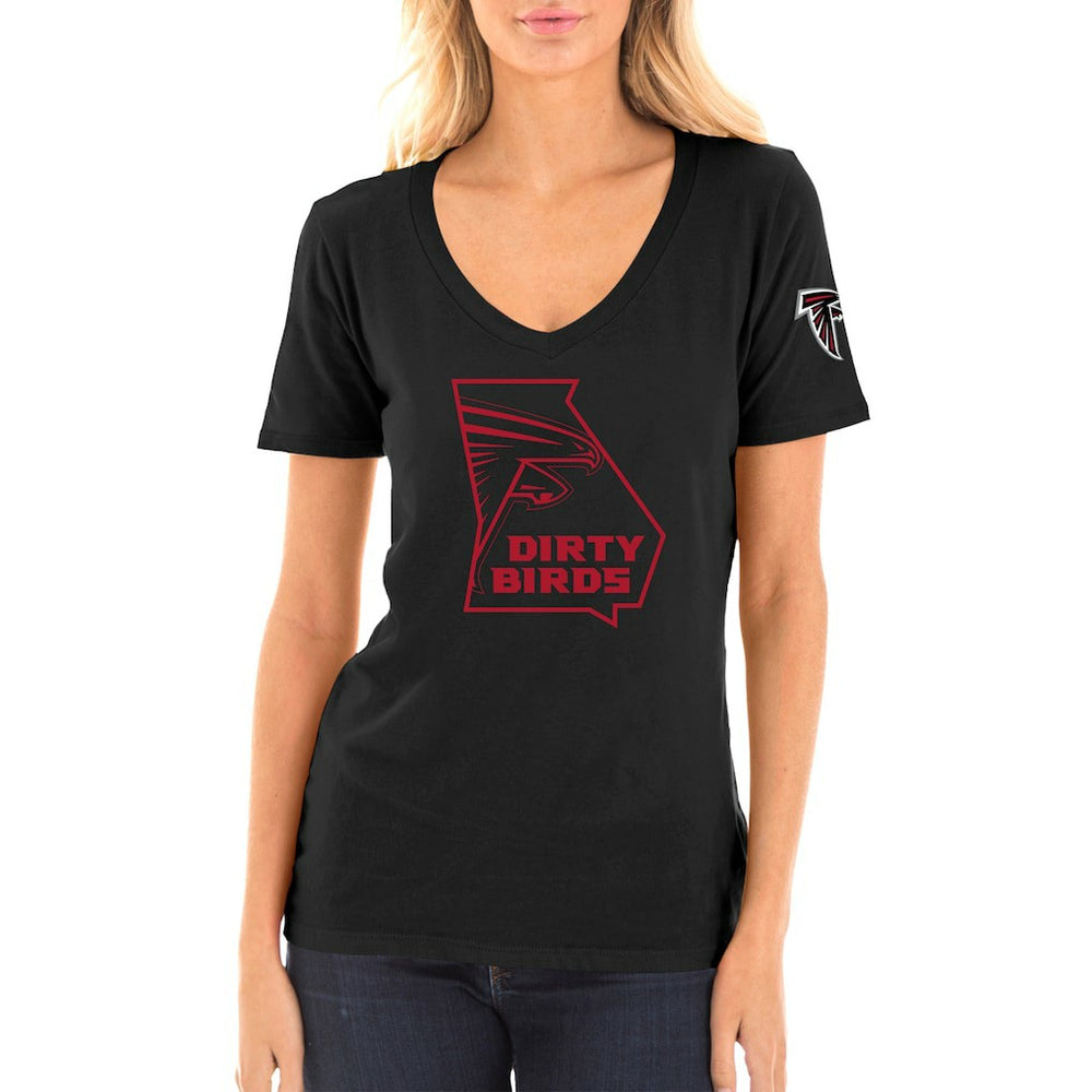 Atlanta Falcons New Era Women's Dirty Birds Kickoff V-Neck T-Shirt Black