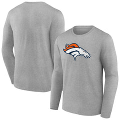 Denver Broncos Primary Team Logo Long Sleeve T-Shirt Heather Gray