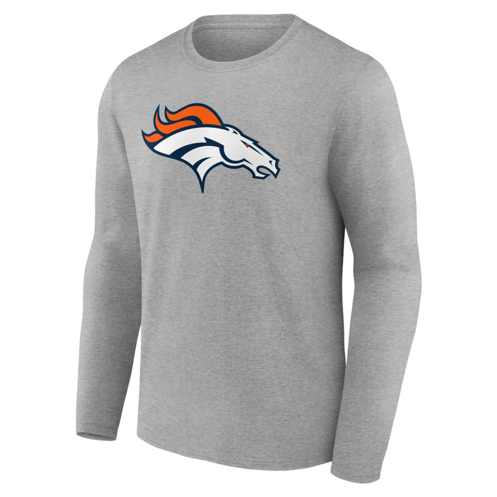 Denver Broncos Primary Team Logo Long Sleeve T-Shirt Heather Gray