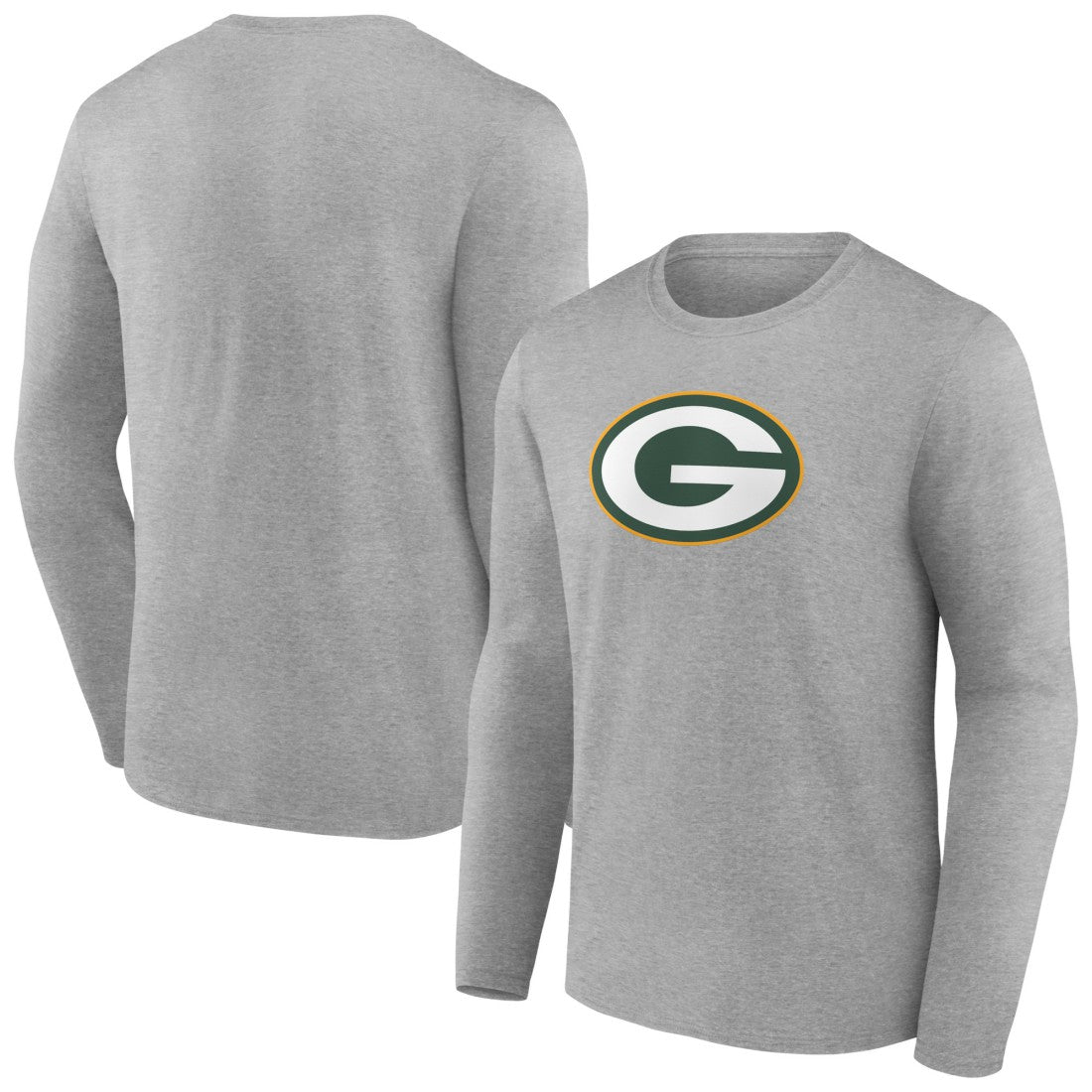 Green Bay Packers Primary Team Logo Long Sleeve T-Shirt Heather Gray