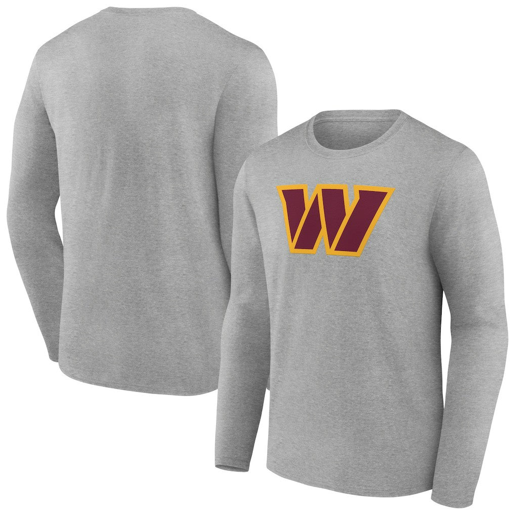Washington Commanders Primary Team Logo Long Sleeve T-Shirt Heather Gray